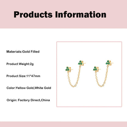 Women's Fashion Flower Copper Zircon Ear Studs Inlay Copper Earrings