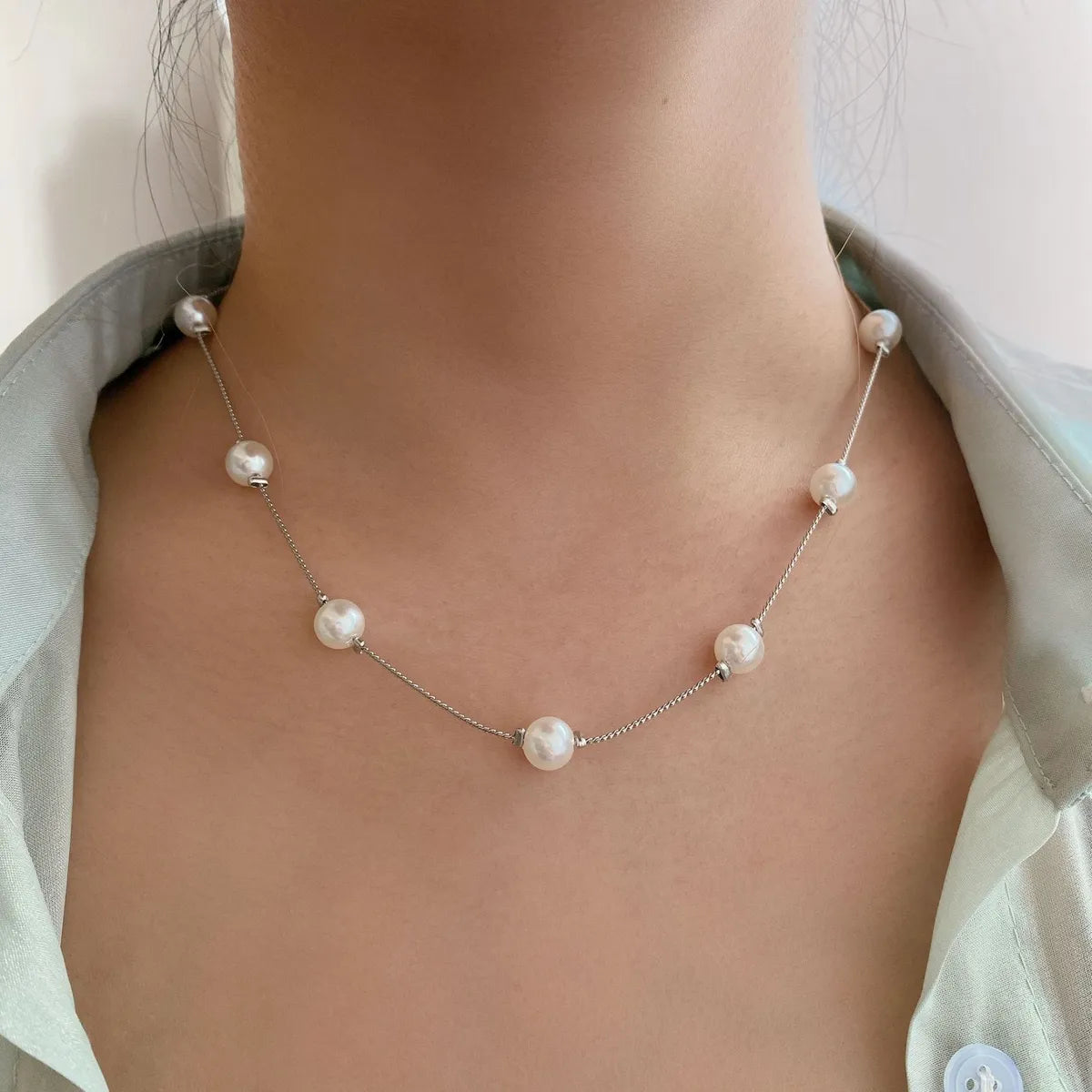 Fashion Geometric Alloy Metal Artificial Pearls Women's Necklace