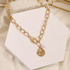 Korean Jewelry Cross-Border European And  Ring Bronze Beads Multi-Layer Geometric Hexagonal Circle Arrow Necklace