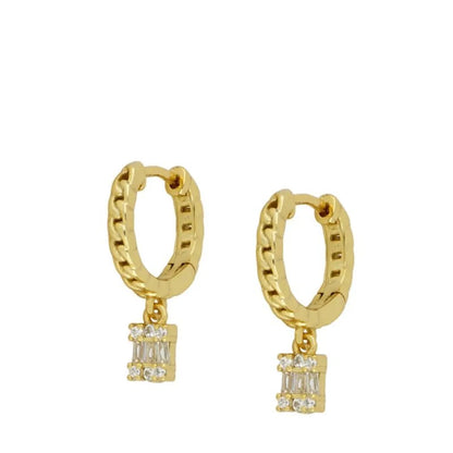 Women's Fashion Geometric Copper Earrings Gold Plated Inlaid Zircon Zircon Copper Earrings