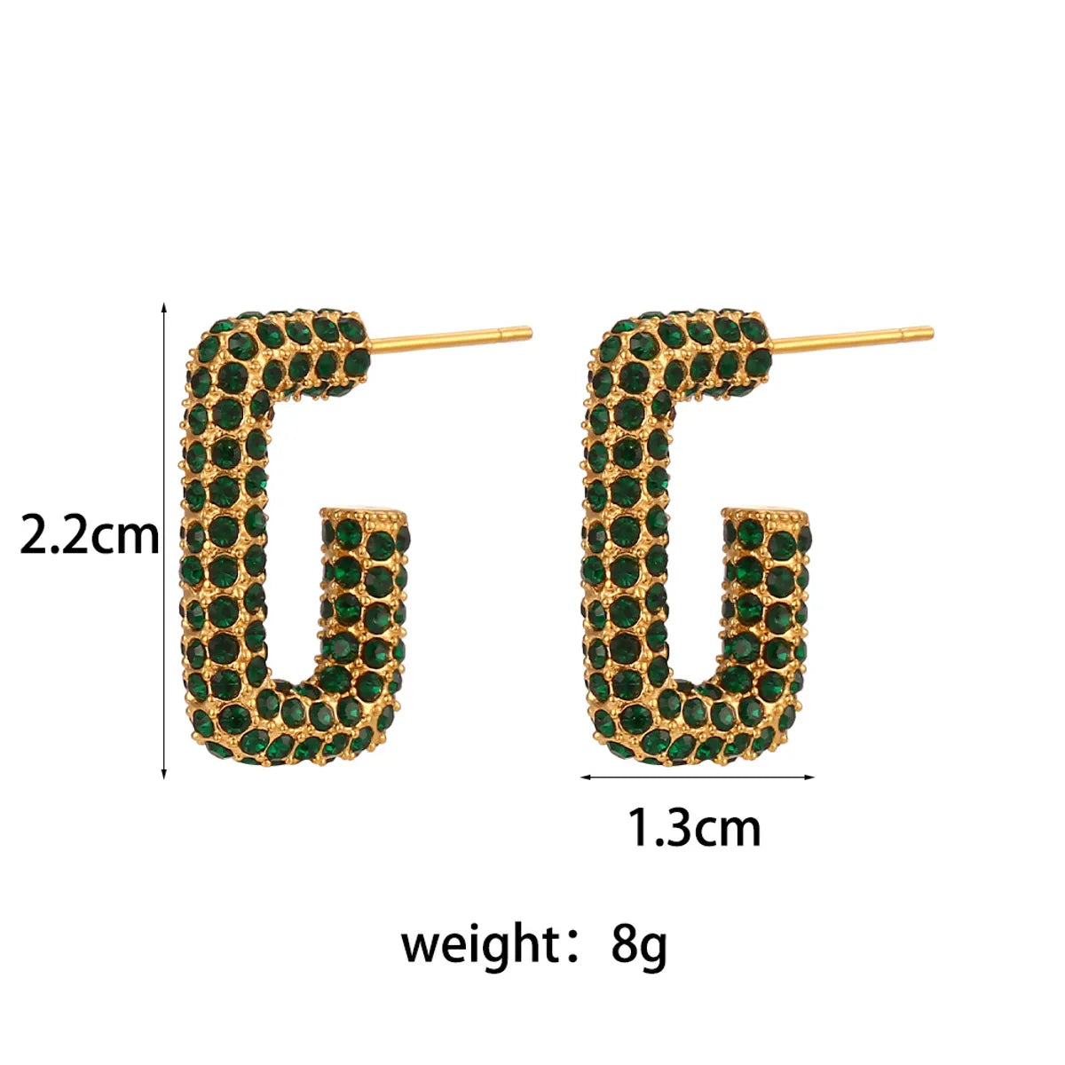 Fashion Geometric Plating Metal Stainless Steel Zircon Gold Plated Earrings