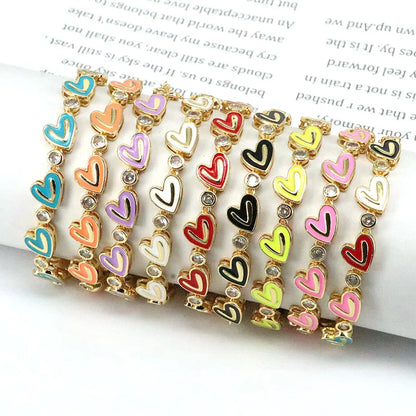 Fashion Heart Shape Copper Plating Zircon Bracelets