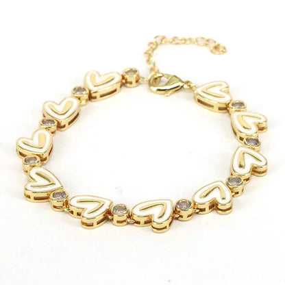 Fashion Heart Shape Copper Plating Zircon Bracelets