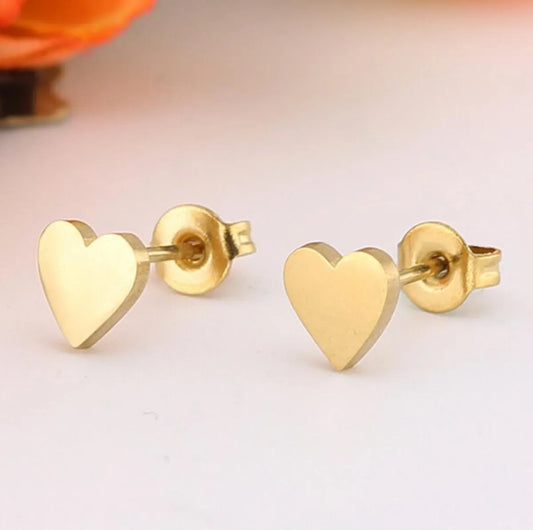 Women's Fashion Heart Stainless Steel No Inlaid Ear Studs Stainless Steel Earrings