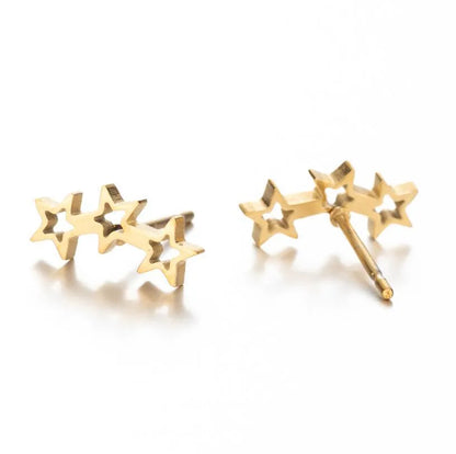 Fashion Korean Style Geometric Star 304 Stainless Steel No Inlaid 18K Gold Plated Ear Studs