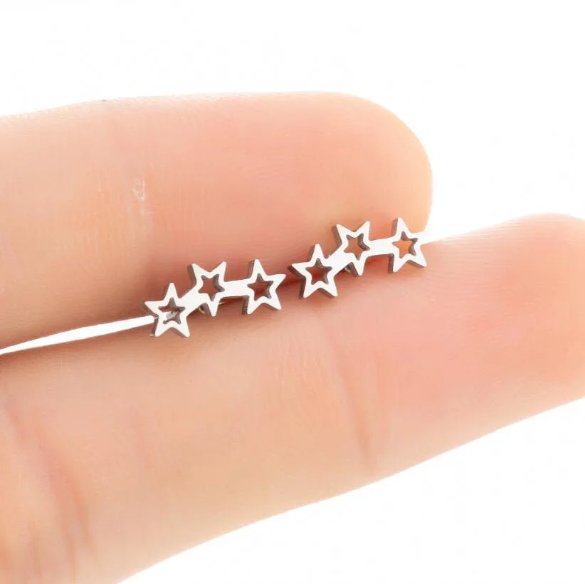 Fashion Korean Style Geometric Star 304 Stainless Steel No Inlaid 18K Gold Plated Ear Studs