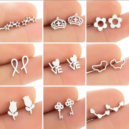 Fashion Korean Style Geometric Star 304 Stainless Steel No Inlaid 18K Gold Plated Ear Studs