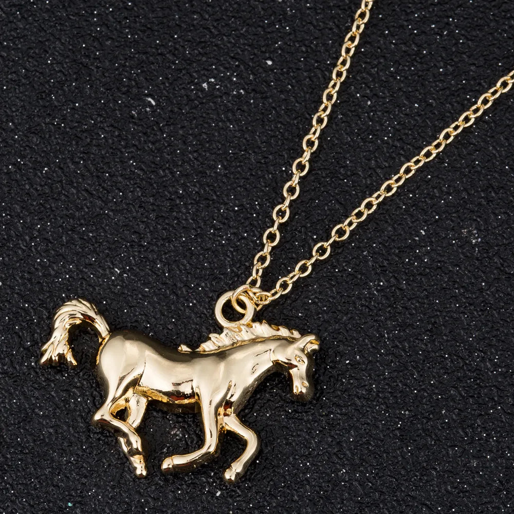 Wholesale Fashion Korean Style  Horse Copper Plating Gold Plated Silver Plated Pendant Necklace