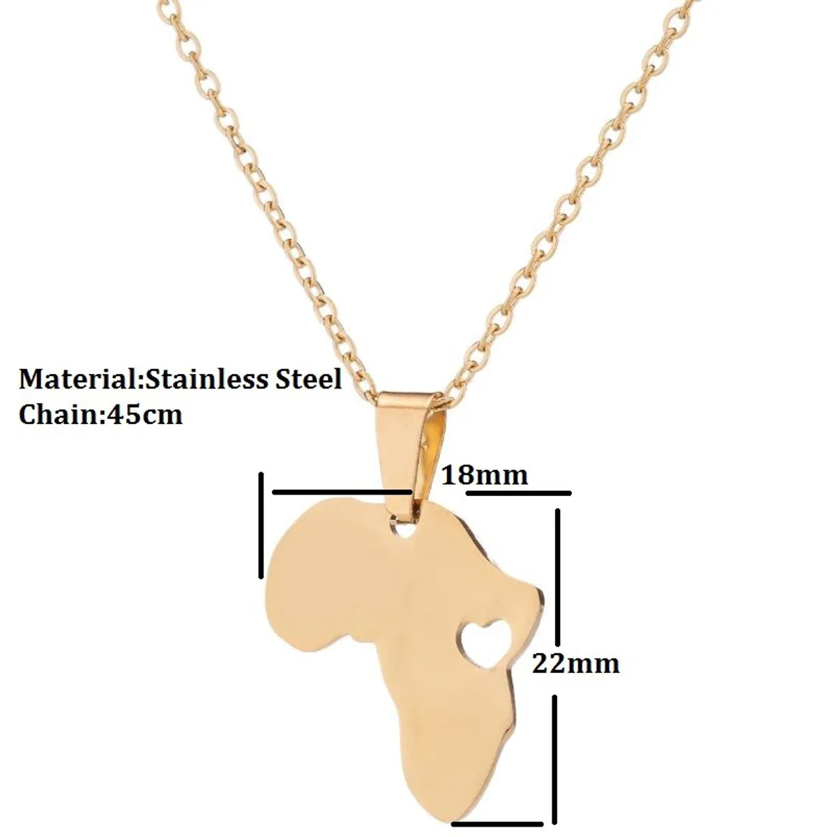 Women's Fashion Map Stainless Steel Pendant Necklace Plating Stainless Steel Necklaces