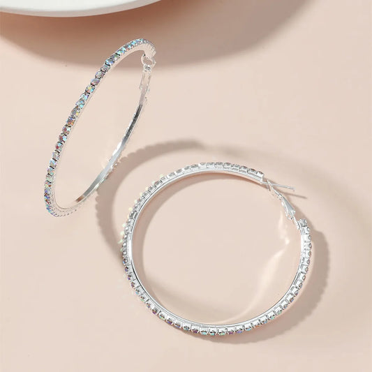 Women'S Fashion Rhinestone Big Circle Earrings