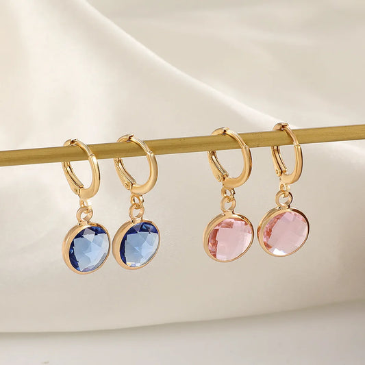 Women's Fashion Round Alloy Crystal Earrings Inlay Drop Earrings