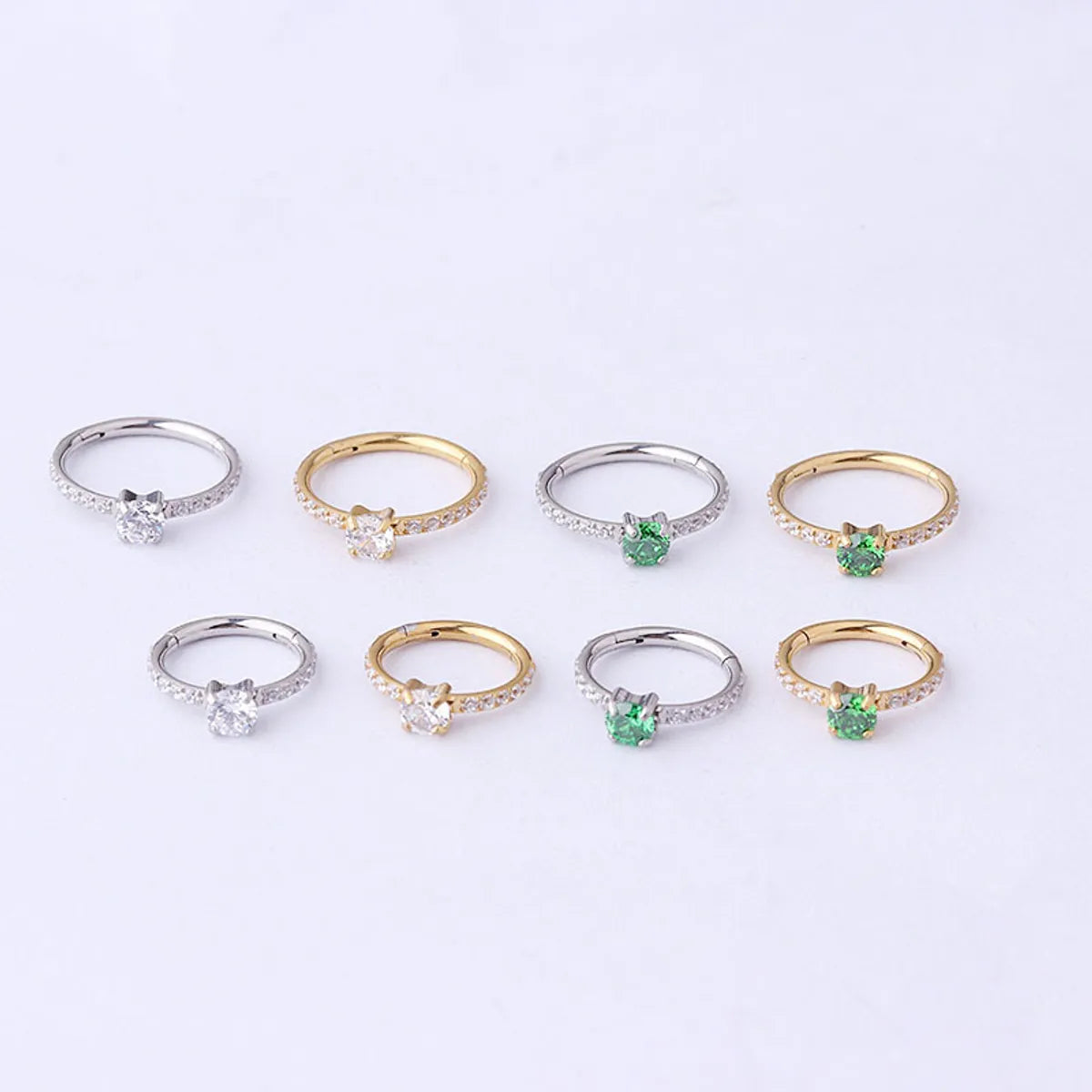 Women's Fashion Round Stainless Steel Metal Earrings Nose Ring Inlaid Zircon Zircon