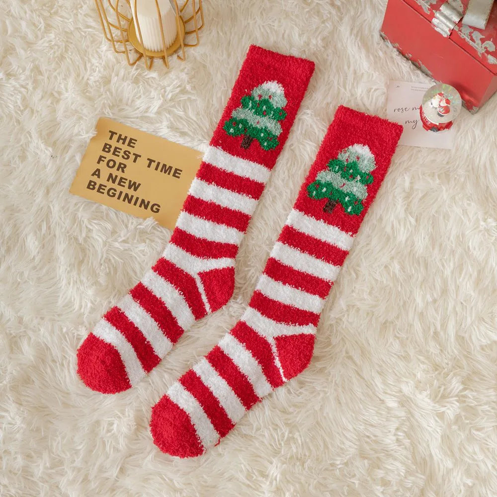 Women'S Fashion Santa Claus Snowman Elk Polyester Coral Fleece Embroidery Ankle Socks