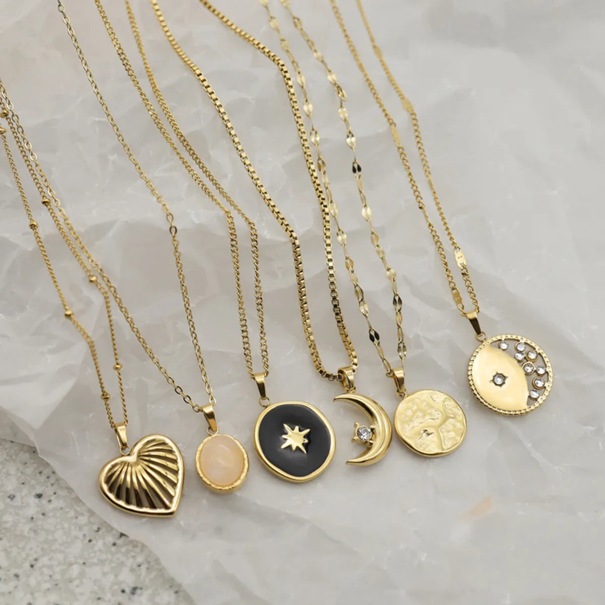 Fashion Simple Style Star Moon Heart Stainless Steel Plating Necklace