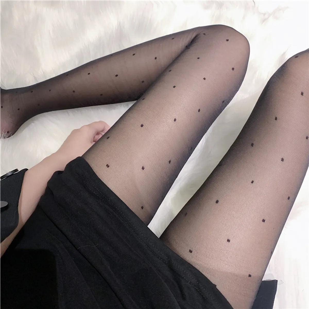 Women'S Fashion Small Dot Pattern Stockings Ultra-Thin Jacquard Pantyhose