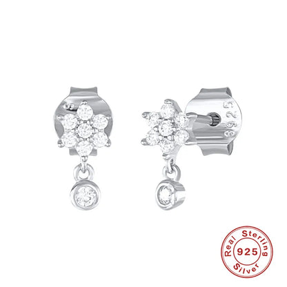 Women'S Fashion Snowflake Sterling Silver Zircon Ear Studs Gold Plated 925 Silver Earrings