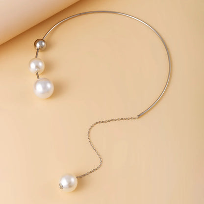 Fashion Solid Color Imitation Pearl Alloy Plating Choker