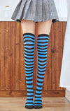 Women'S Fashion Stripe Polyester Over The Knee Socks 2 Pieces