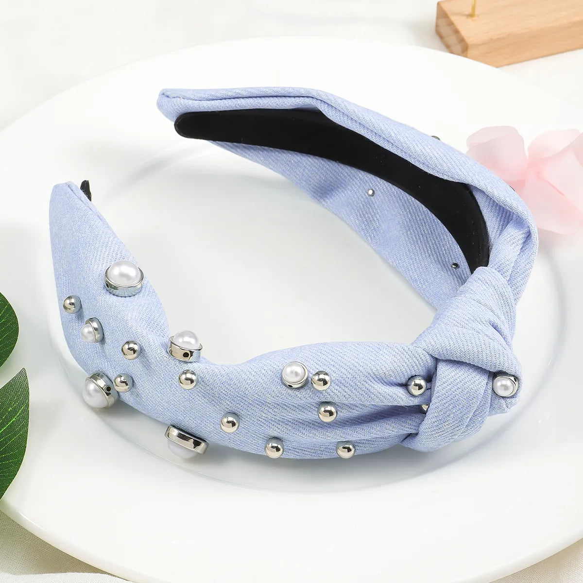 Women'S Girl'S Adults Elegant Glam Color Block Alloy Plastic Fabric Inlay Pearl Hair Band