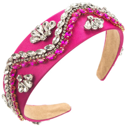 Women'S Glam Luxurious Shiny Color Block Alloy Inlay Rhinestones Glass Hair Band