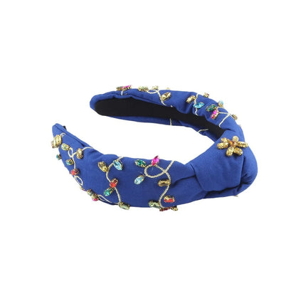 Women'S Glam Shiny Solid Color Cloth Inlay Rhinestones Hair Band