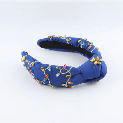 Women'S Glam Shiny Solid Color Cloth Inlay Rhinestones Hair Band