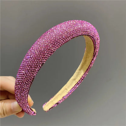 Women'S Glam Simple Style Solid Color Diamond Hair Band