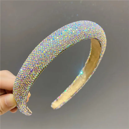 Women'S Glam Simple Style Solid Color Diamond Hair Band