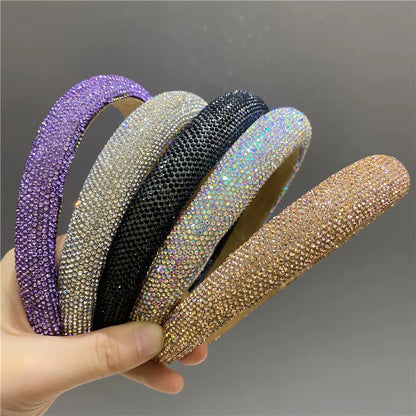 Women'S Glam Simple Style Solid Color Diamond Hair Band