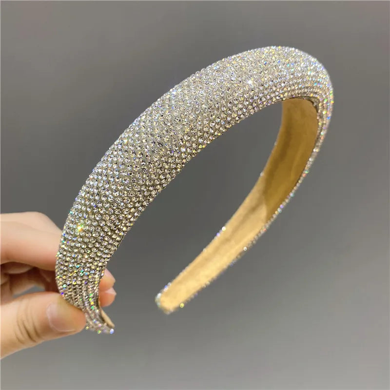 Women'S Glam Simple Style Solid Color Diamond Hair Band