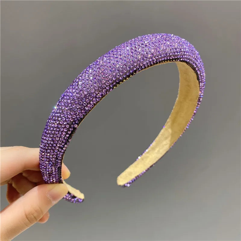 Women'S Glam Simple Style Solid Color Diamond Hair Band