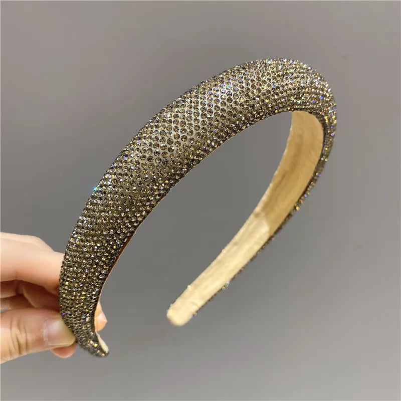 Women'S Glam Simple Style Solid Color Diamond Hair Band