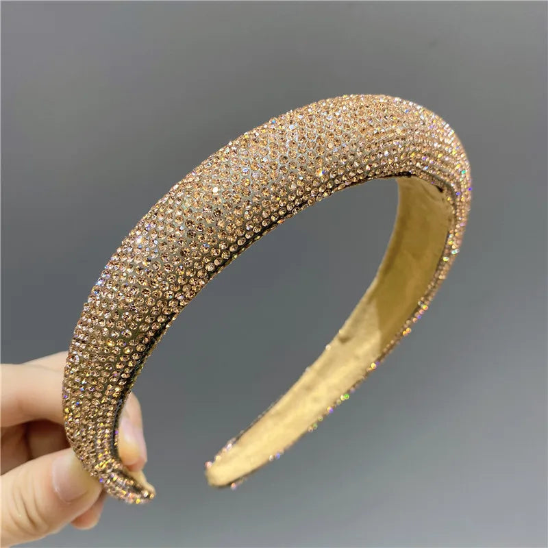 Women'S Glam Simple Style Solid Color Diamond Hair Band