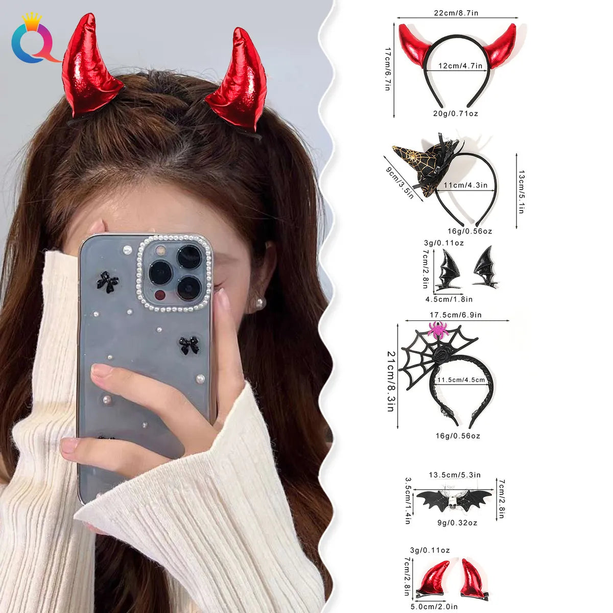 Women'S Gothic Hip-Hop Color Block Hair Clip Hair Band