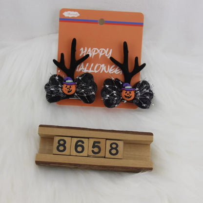 Women'S Hip-Hop Funny Halloween Pattern Pumpkin Alloy Mixed Materials Hair Clip Hair Band