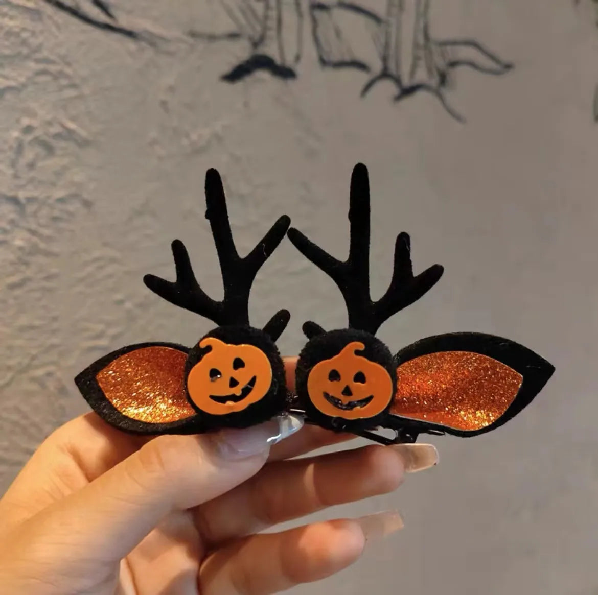 Women'S Hip-Hop Funny Halloween Pattern Pumpkin Alloy Mixed Materials Hair Clip Hair Band