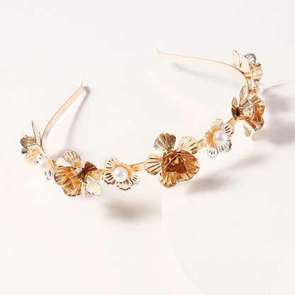 Women'S Ig Style Leaf Flower Alloy Handmade Hair Band