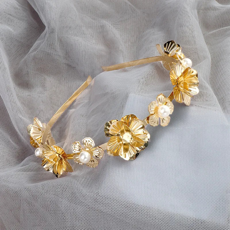 Women'S Ig Style Leaf Flower Alloy Handmade Hair Band