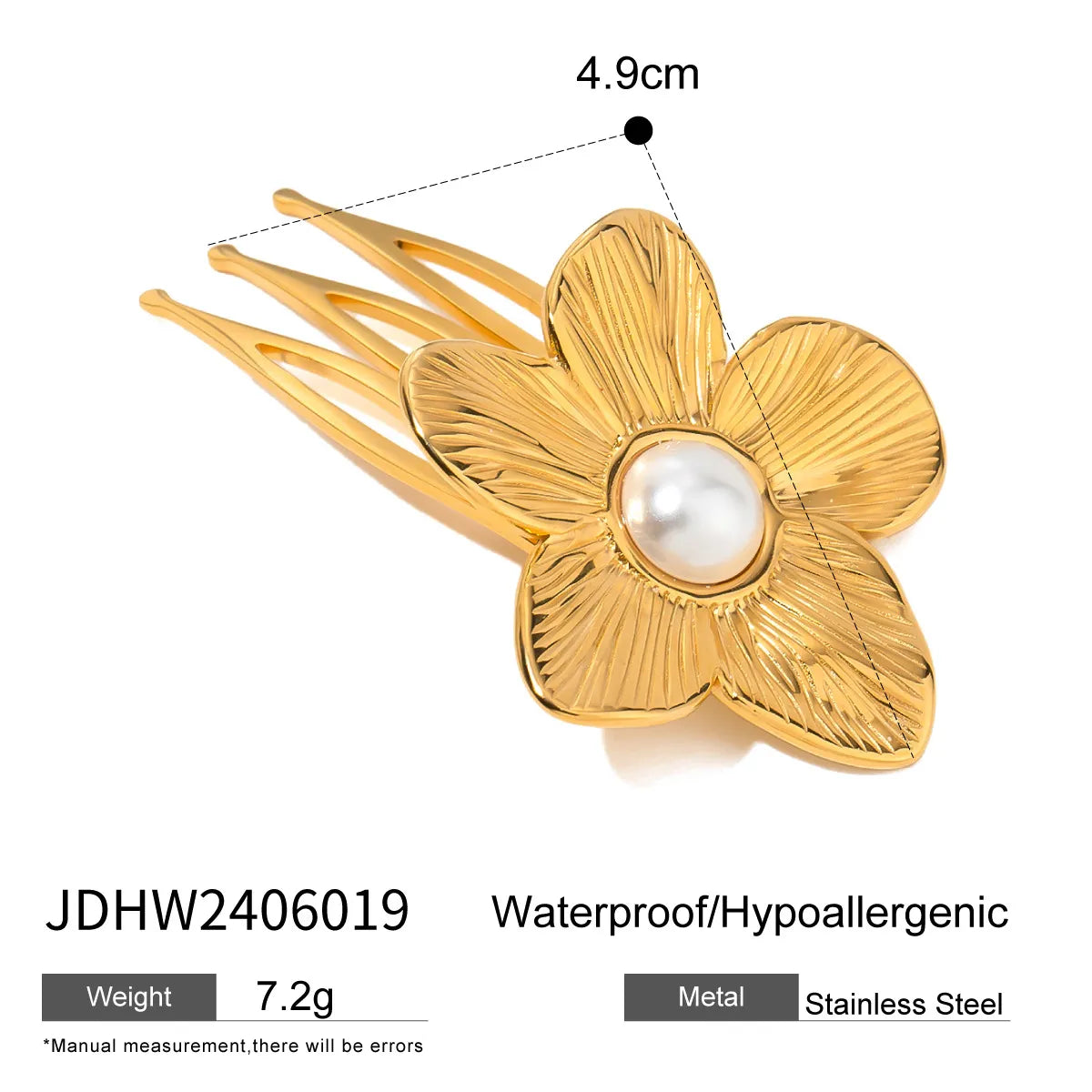 Women'S IG Style Marine Style Starfish Flower Shell 304 Stainless Steel Inlay Pearl Hair Clip Insert Comb