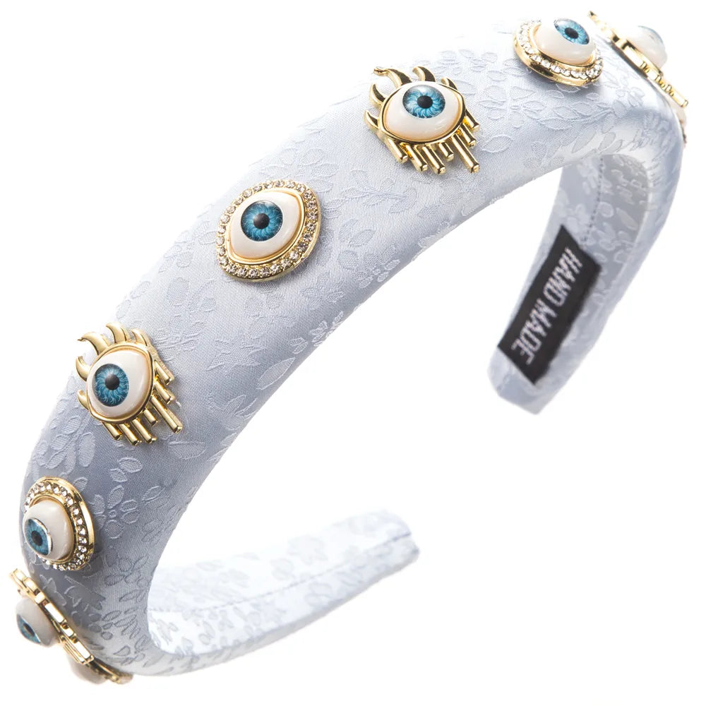 Women'S IG Style Novelty Modern Style Devil'S Eye Alloy Cloth Inlay Artificial Pearls Rhinestones Hair Band