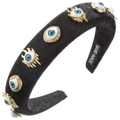 Women'S IG Style Novelty Modern Style Devil'S Eye Alloy Cloth Inlay Artificial Pearls Rhinestones Hair Band