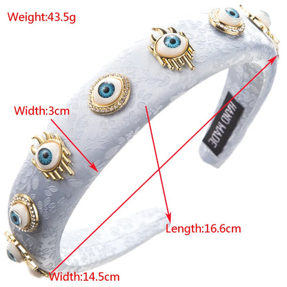 Women'S IG Style Novelty Modern Style Devil'S Eye Alloy Cloth Inlay Artificial Pearls Rhinestones Hair Band