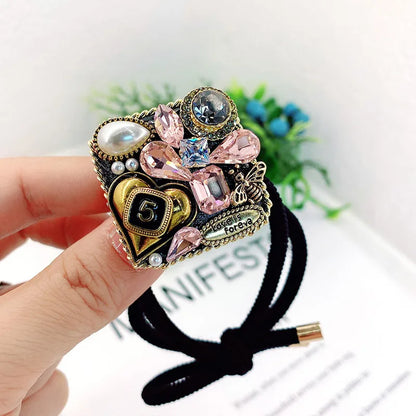 Women'S Ig Style Number Square Heart Shape Alloy Inlay Crystal Rhinestones Hair Clip Hair Tie