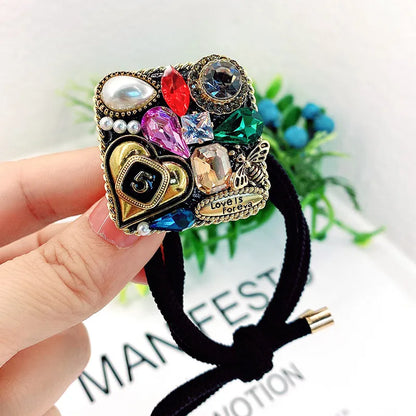 Women'S Ig Style Number Square Heart Shape Alloy Inlay Crystal Rhinestones Hair Clip Hair Tie