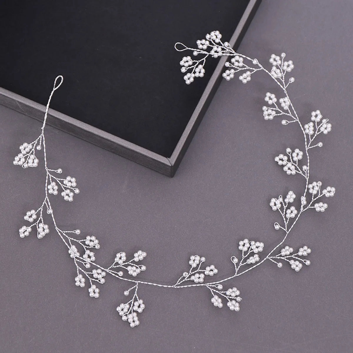 Women'S IG Style Shiny Leaves Flower Iron Pearl Inlay Rhinestones Hair Band