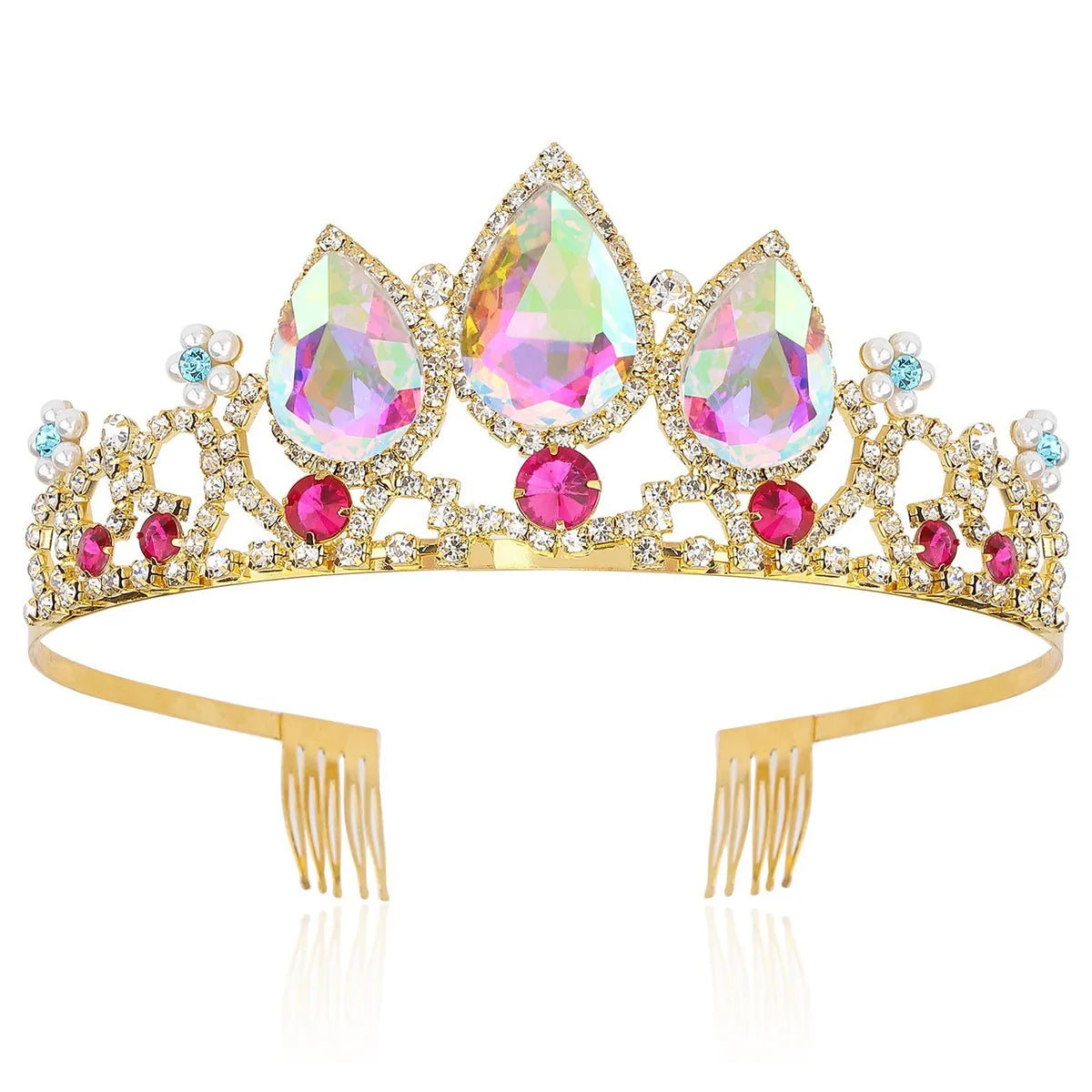 Women'S IG Style Water Droplets Heart Shape Alloy Plating Hollow Out Inlay Crystal Rhinestones Crown