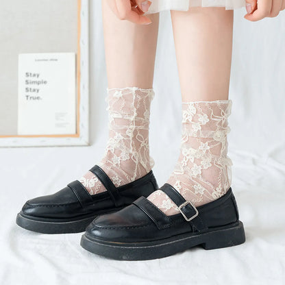 Women'S Japanese Style Lace Acetate Fibre Nylon Ankle Socks A Pair