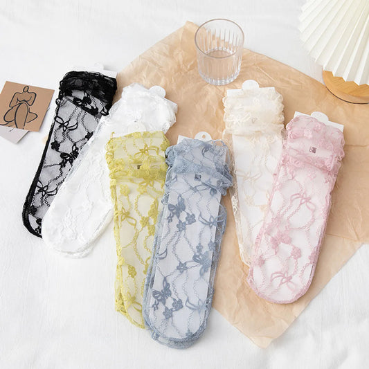 Women'S Japanese Style Lace Acetate Fibre Nylon Ankle Socks A Pair