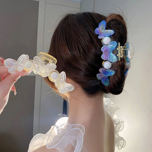 Women'S Japanese Style Simple Style Classic Style Flower Butterfly Plastic Hair Claws