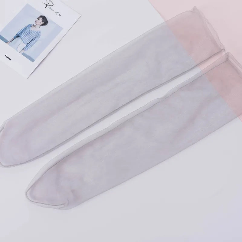 Women'S Japanese Style Solid Color Nylon Crew Socks A Pair